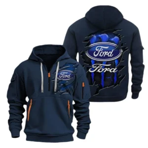 Ford Hoodie Half Zipper CAR0217092026, All Over Print Hoodie Half Zipper
