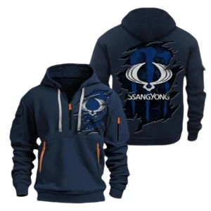 SsangYong Motor Hoodie Half Zipper CAR0217092034, All Over Print Hoodie Half Zipper