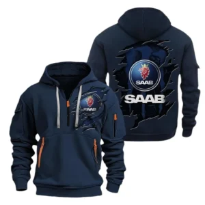 Saab Hoodie Half Zipper CAR0217092042, All Over Print Hoodie Half Zipper