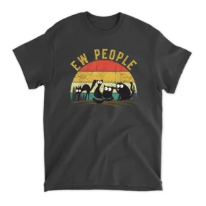 Retro Black Cat Shirt For Women Cat Lover Funny Ew People T-Shirt - Black