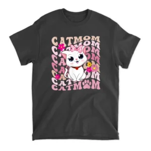Retro Cat Mom Groovy Cute Kitten Cat Lover T-Shirt - Black