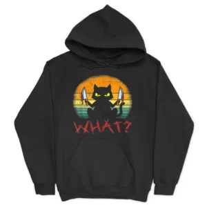 Serial Killer Halloween Cat Hoodie - Black