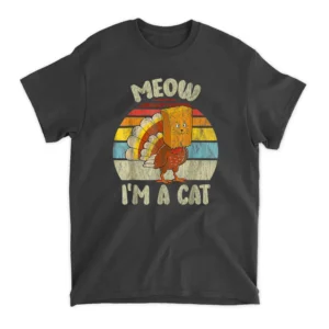 Thanksgiving Funny Turkey Fake Cat Meow Kitty Cats Lover_1 T-Shirt - Black