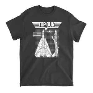 Top Gun F-14 Tomcat Blueprints T-Shirt - Black