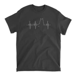 Womens Maine Coon Cat Heartbeat  T-Shirt - Black