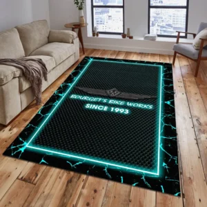 Bourget's Bike Works Rug, Gift For Bourget's Bike Works Lovers, Gift For Him, Husband, Boyfriend CAR15003142500 - Cyan