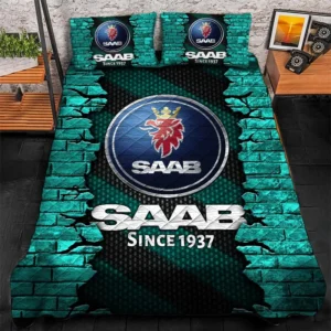Saab Bedding Set, Gift For Saab Lovers CAR156031325385 - Cyan