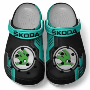 Skoda Crocs Shoes, Clogs Men Women, Gift For Skoda Fan CAR185031525252 - Cyan