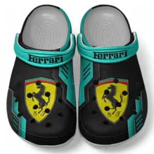 Ferrari Crocs Shoes, Clogs Men Women, Gift For Ferrari Fan CAR185031525258 - Cyan