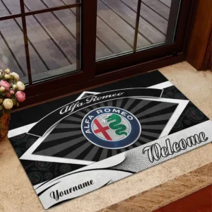 Alfa Romeo Doormat, Gift For Alfa Romeo Lovers, Gift For Him, Husband, Boyfriend CAR1903052501 - Black
