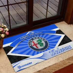 Alfa Romeo Doormat, Gift For Alfa Romeo Lovers, Gift For Him, Husband, Boyfriend CAR1903052501 - Blue
