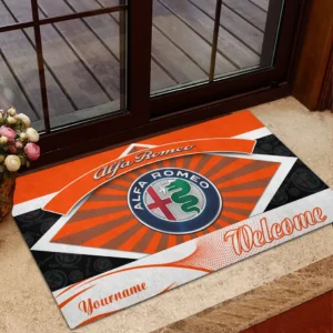 Alfa Romeo Doormat, Gift For Alfa Romeo Lovers, Gift For Him, Husband, Boyfriend CAR1903052501 - Orange