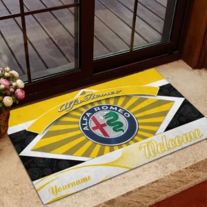 Alfa Romeo Doormat, Gift For Alfa Romeo Lovers, Gift For Him, Husband, Boyfriend CAR1903052501 - Yellow