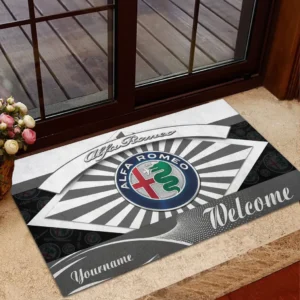 Alfa Romeo Doormat, Gift For Alfa Romeo Lovers, Gift For Him, Husband, Boyfriend CAR1903052501 - Grey