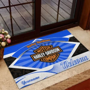 Harley Davidson Doormat, Gift For Harley Davidson Lovers, Gift For Him, Husband, Boyfriend CAR1903052544 - Blue
