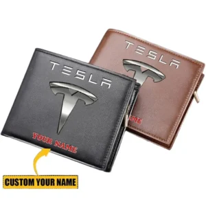 Tesla Horizontal Leather Wallet, Gift For Tesla Lovers, Gift For Him, Husband, Boyfriend CAR29030625093