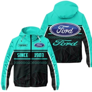 Ford Windbreaker Jacket Waterproof, Gift For Ford Fan CAR305031825229 - Cyan