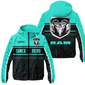 Ram truck Windbreaker Jacket Waterproof, Gift For Ram truck Fan CAR305031825232 - Cyan