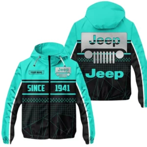 Jeep Windbreaker Jacket Waterproof, Gift For Jeep Fan CAR305031825233 - Cyan