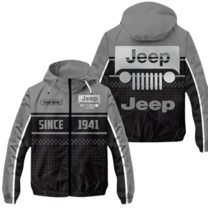 Jeep Windbreaker Jacket Waterproof, Gift For Jeep Fan CAR305031825233 - Gray