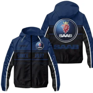 Saab Windbreaker Jacket Waterproof, Gift For Saab Fan CAR305031825234 - Blue