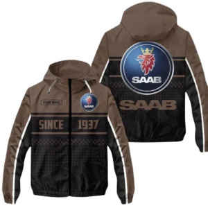 Saab Windbreaker Jacket Waterproof, Gift For Saab Fan CAR305031825234 - Brown