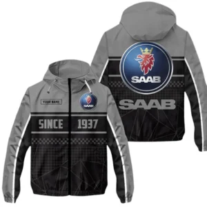 Saab Windbreaker Jacket Waterproof, Gift For Saab Fan CAR305031825234 - Gray