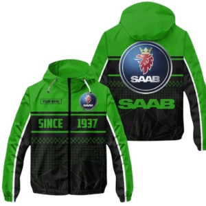 Saab Windbreaker Jacket Waterproof, Gift For Saab Fan CAR305031825234 - Green