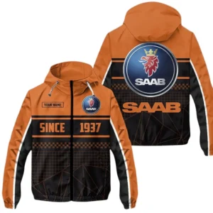 Saab Windbreaker Jacket Waterproof, Gift For Saab Fan CAR305031825234 - Orange