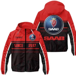 Saab Windbreaker Jacket Waterproof, Gift For Saab Fan CAR305031825234 - Red