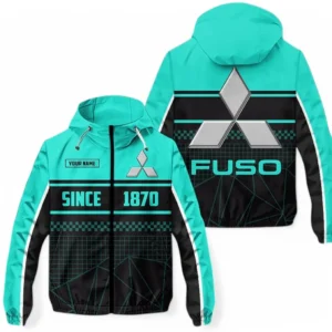 Mitsubishi Fuso Windbreaker Jacket Waterproof, Gift For Mitsubishi Fuso Fan CAR305031825248 - Cyan