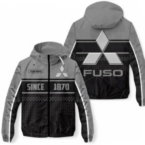 Mitsubishi Fuso Windbreaker Jacket Waterproof, Gift For Mitsubishi Fuso Fan CAR305031825248 - Gray