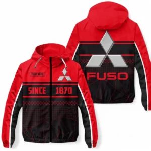 Mitsubishi Fuso Windbreaker Jacket Waterproof, Gift For Mitsubishi Fuso Fan CAR305031825248 - Red