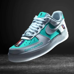 Chevrolet Camaro Air Low-Top Sneakers, CAR All Over Print Air Low-Top Sneakers - Cyan CAR316032282