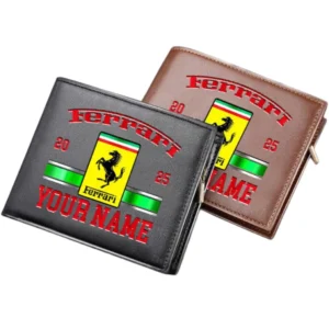 Ferrari Horizontal Leather Wallet, Gift For Ferrari Lovers, Gift For Him, Husband, Boyfriend CAR37030425043