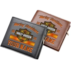 Harley Davidson Horizontal Leather Wallet, Gift For Harley Davidson Lovers, Gift For Him, Husband, Boyfriend CAR37030425062