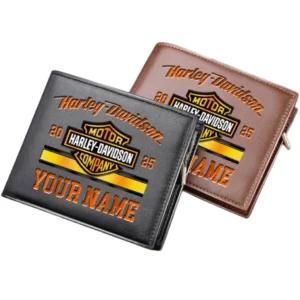 Harley Davidson Horizontal Leather Wallet, Gift For Harley Davidson Lovers, Gift For Him, Husband, Boyfriend CAR37030425063