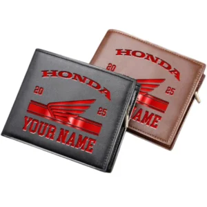 Honda Motorcycle Horizontal Leather Wallet, Gift For Honda Motorcycle Lovers, Gift For Him, Husband, Boyfriend CAR37030425065