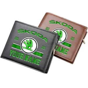 Skoda Auto Horizontal Leather Wallet, Gift For Skoda Auto Lovers, Gift For Him, Husband, Boyfriend CAR37030425118