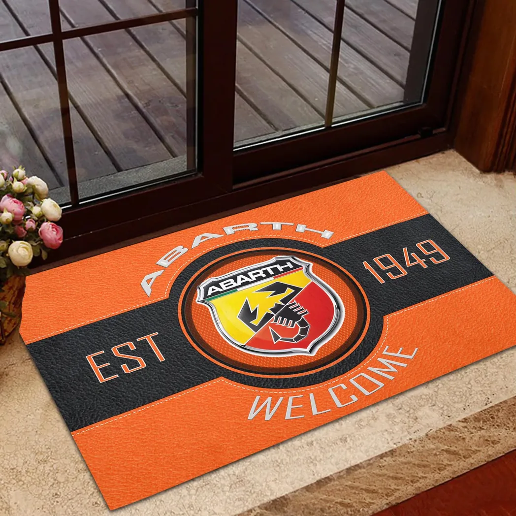 Abarth Doormat, Gift For Abarth Lovers, Gift For Him, Husband, Boyfriend CAR16902262500 - Orange