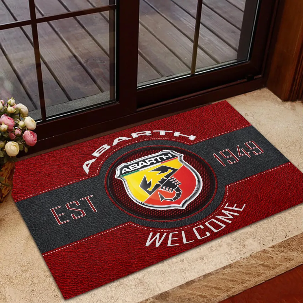 Abarth Doormat, Gift For Abarth Lovers, Gift For Him, Husband, Boyfriend CAR16902262500 - Red
