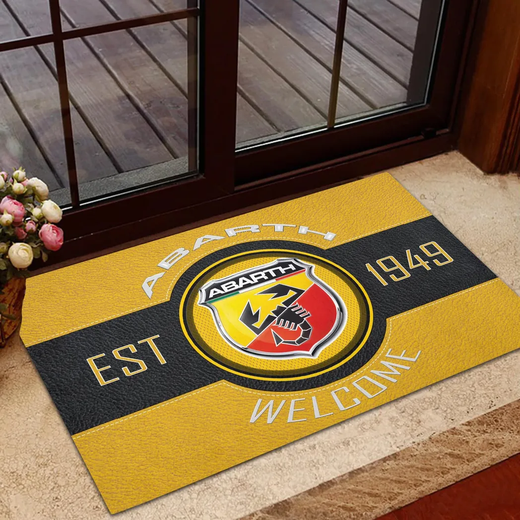 Abarth Doormat, Gift For Abarth Lovers, Gift For Him, Husband, Boyfriend CAR16902262500 - Yellow