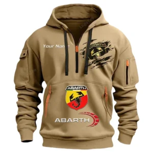 Abarth Half Zip Hoodie CAR113021425798, Best Gift for Him, Husband, Boyfriend - Khaki