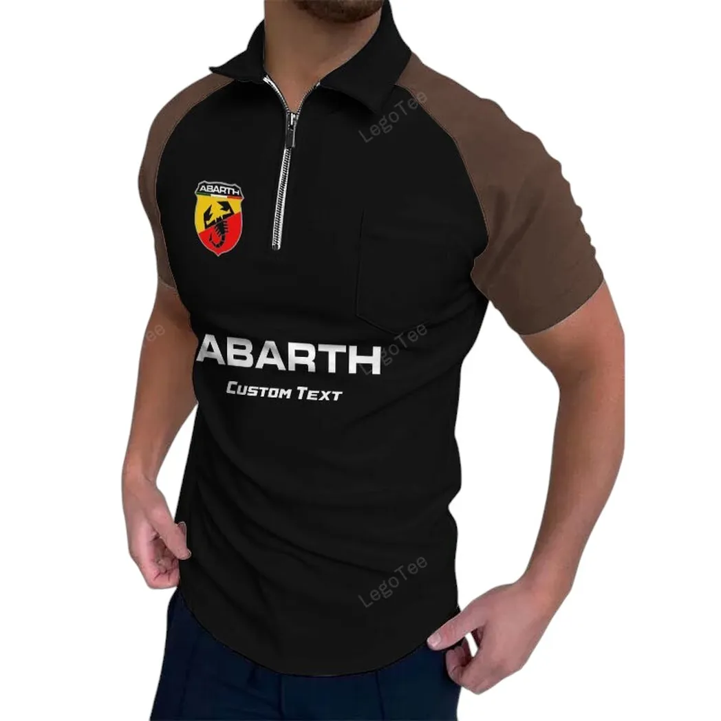 Abarth Zipper Polo Shirt, Gift For Abarth Lovers, Gift For Gift for Him, Husband, Boyfriend - Brown CAR129021025301-2