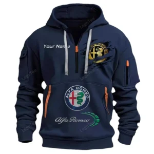 Alfa Romeo Half Zip Hoodie CAR113021425852, Best Gift for Him, Husband, Boyfriend - Navy