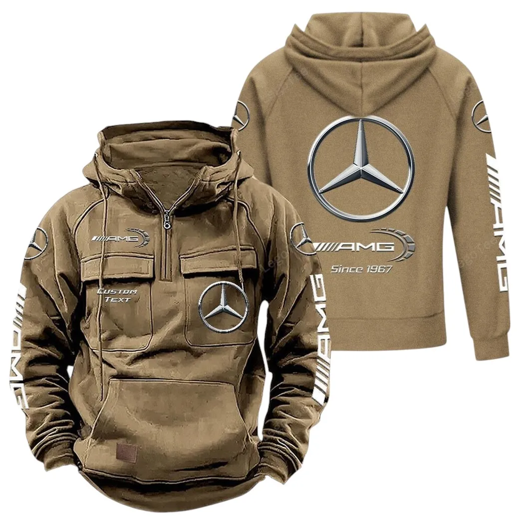 AMG Tactical Quarter Zip Hoodie, Gift For AMG Lovers, Gift For Him, Husband, Boyfriend - Khaki CAR96021425698-4