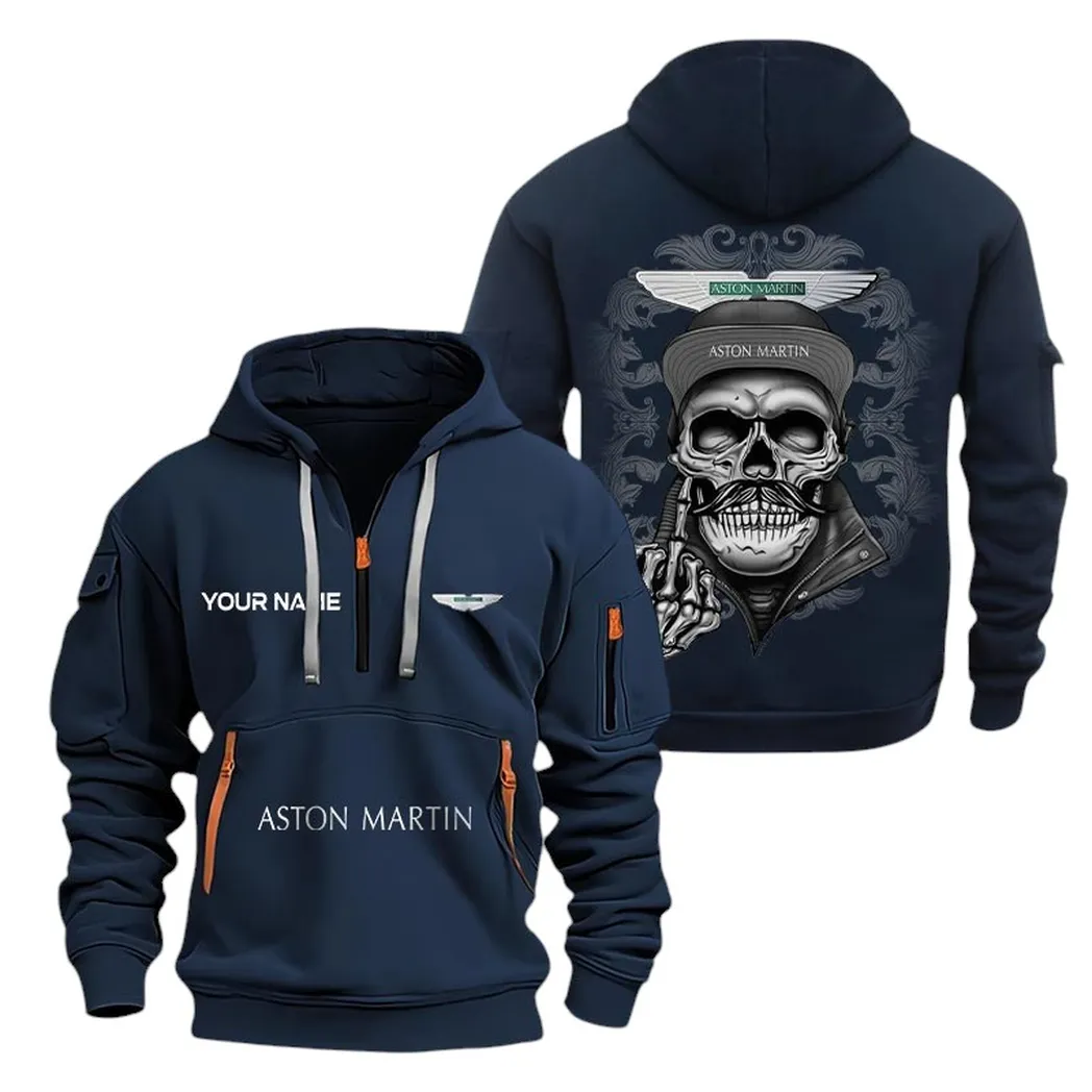 Aston Martin Half Zip Hoodie For Men, Gift For Aston Martin Fan CAR166022625121 - Navy