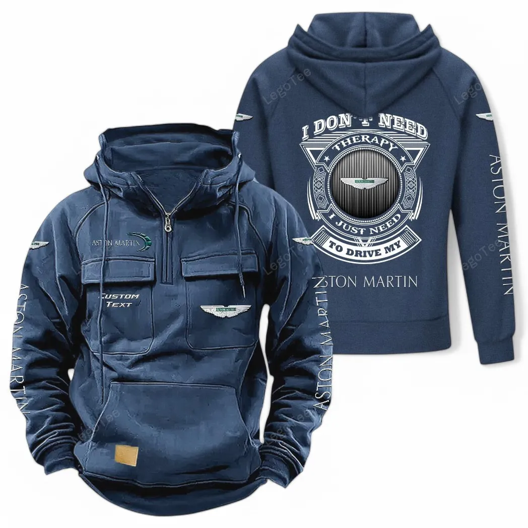 Aston Martin Tactical Quarter Zip Hoodie CAR106021525075, Gifts For Men, Him, Husband, Boyfriend - Dark Blue