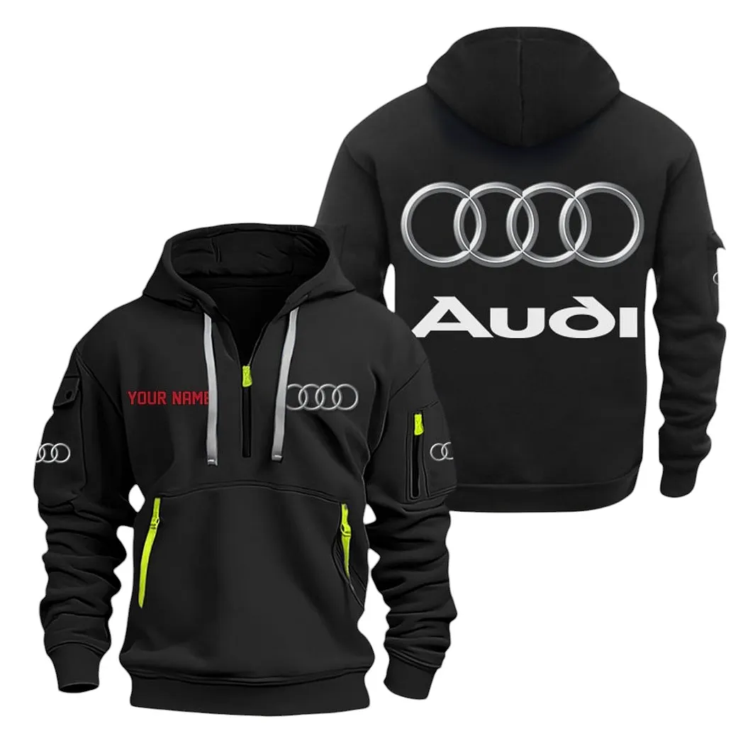 Audi Half Zip Hoodie For Men, Gift For Audi Lovers CAR20022125667 - Black