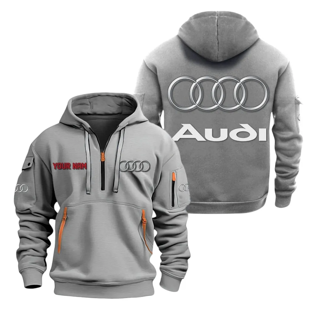 Audi Half Zip Hoodie For Men, Gift For Audi Lovers CAR20022125667 - Gray